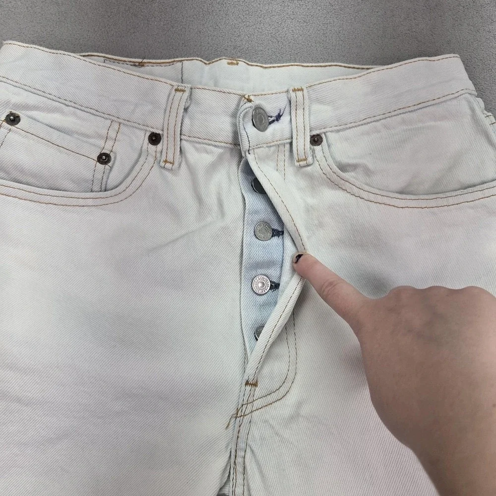 Vintage Levis Jeans Mens White Straight Button Fly USA Stains Altered Fits 27x25